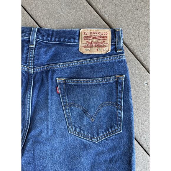 Levi’s 505 Regular Fit Jeans Men’s Size 36x32 Blue Denim Straight Leg - Picture 3 of 6